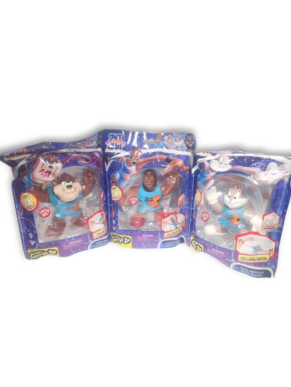 Lot of 3 New Sealed Goo Jit Zu Space Jam Lebron James, Bugs Bunny, Tazmanian